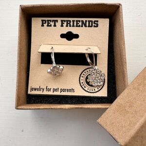 FRIENDS Silver Paw Print Earrings